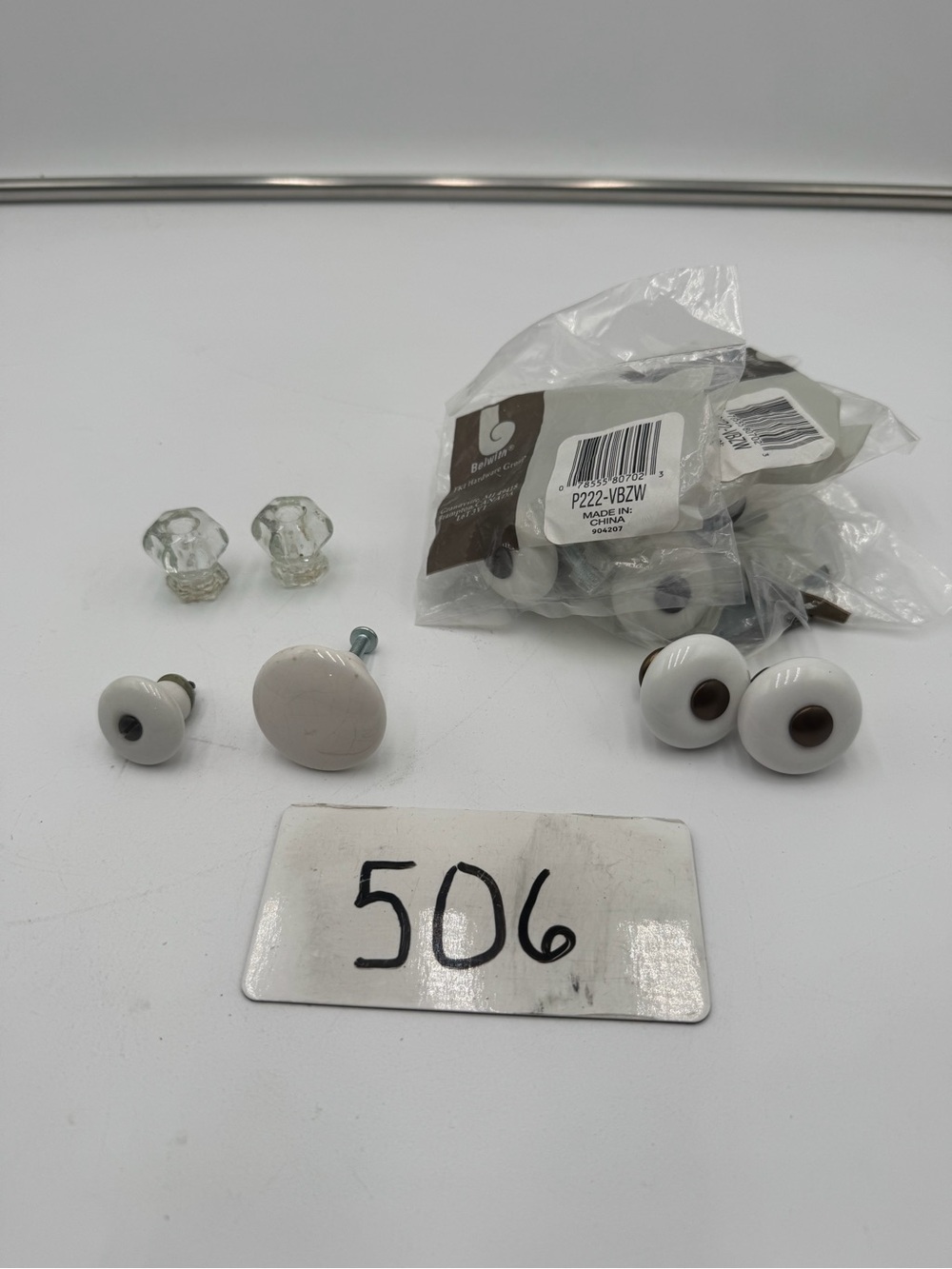Lot of 6 Vintage Style Cabinet Knobs White Ceramic Glass Drawer Pulls Hardware